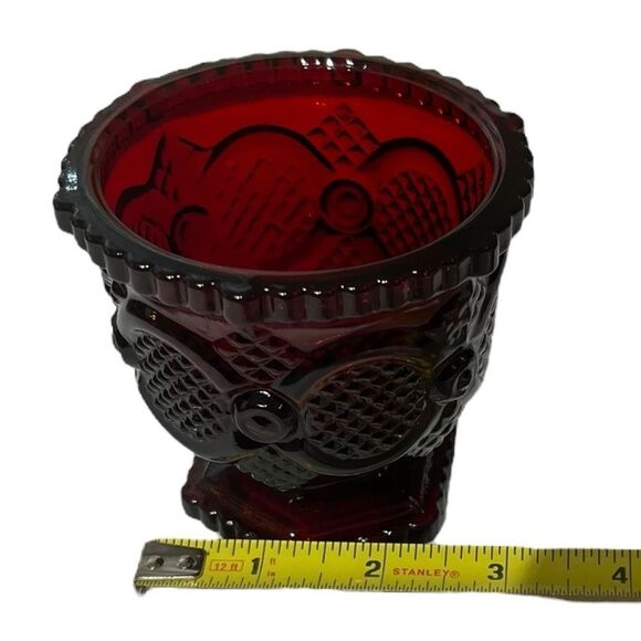 Avon 1876 Cape Cod Collection Vintage Ruby Red Glass Sugar Bowl - Picture 9 of 9